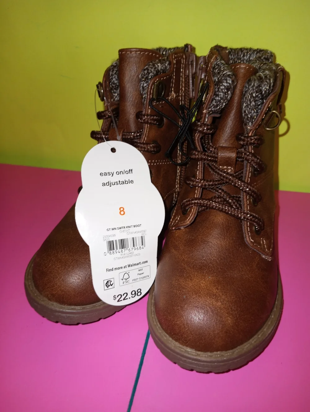 Wonder Nation brown boots girls size 8